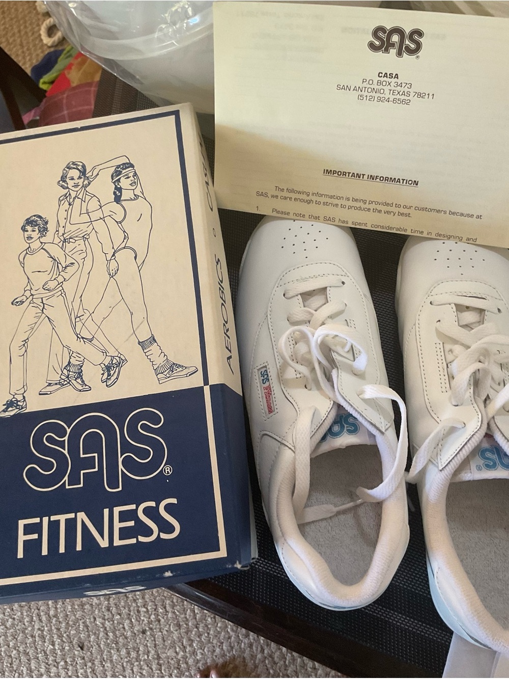 SAS White Leather Fitness Orthopedic Sneakers Women 10.5 80s 90s Deadstock